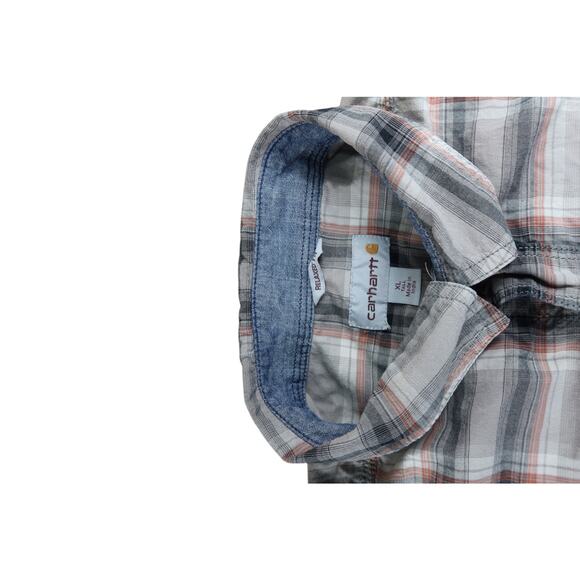 Carhartt Relaxed- Fit Gray Plaid Button Up Men's Shirt XL - Picture 5 of 8